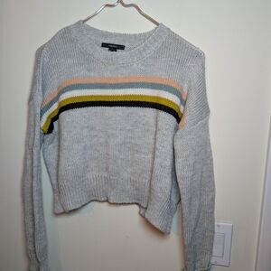 Forever 21 Gray Sweater with Multicolor Stripes